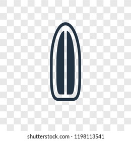 Surfboard vector icon isolated on transparent background, Surfboard transparency logo concept