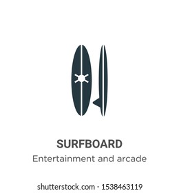 Surfboard vector icon on white background. Flat vector surfboard icon symbol sign from modern entertainment and arcade collection for mobile concept and web apps design.