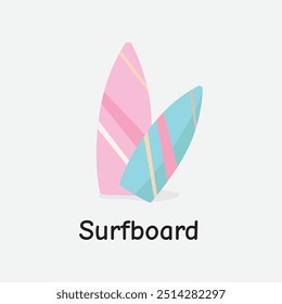 Ilustración vectorial de tablas de surf: Monta las olas de verano