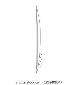 Surfboard vector outline icon. Vector illustration surf board on white background. Isolated outline illustration icon of surfboard.