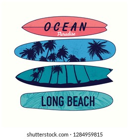 Surfboard vector set.Summer t-shirt print.