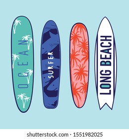 Surfboard vector set.Summer t-shirt print.