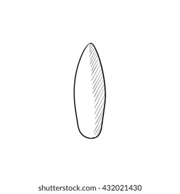 Surfboard vector sketch icon isolated on background. Hand drawn Surfboard icon. Surfboard sketch icon for infographic, website or app.