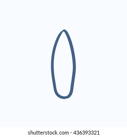 Icono de esbozo vectorial de Surfboard aislado en el fondo. Icono de Surfboard dibujado a mano. Icono de sketch de Surfboard para infografía, sitio web o aplicación.