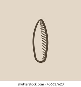 Surfboard vector sketch icon isolated on background. Hand drawn Surfboard icon. Surfboard sketch icon for infographic, website or app.