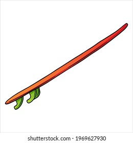 Surfboard. Water sport. Things you need on the beach. Cartoon style. Illustrations for design and decoration.