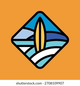 Surfboard e onda ilustração gráfica vetor arte t-shirt design