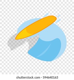 Surfboard with wave isometric icon 3d on a transparent background vector illustration