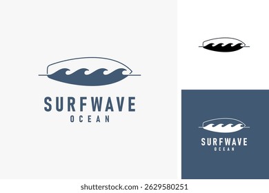Surfboard and wave for surfing logo symbol icon design