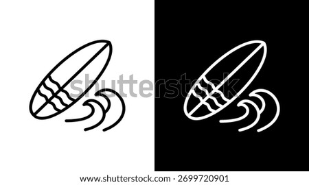 Surfboard White Icon Set Design