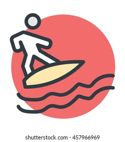 Surfboarding Colored Vector Icon