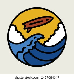 Surfboarding graphic illustration vector art t-shirt design