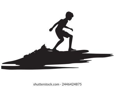 Surfboarding vector silhouettes white background