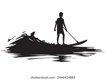 Surfboarding vector silhouettes white background
