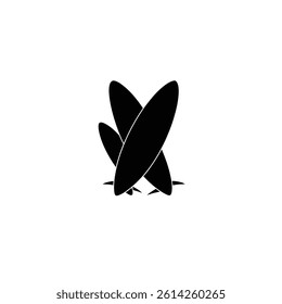 Surfboards black silhouette on white background