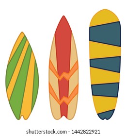 Surfboards collection isolated on white background.