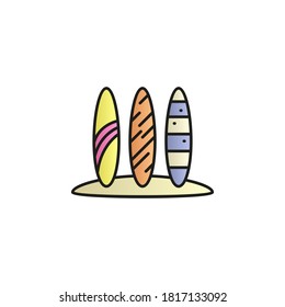 Surfboards color gradient vector icon