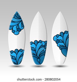 Surfboards Design Template with Wave Pattern