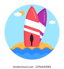 Surfboards icono redondeado plano es fácil de usar y descargar 