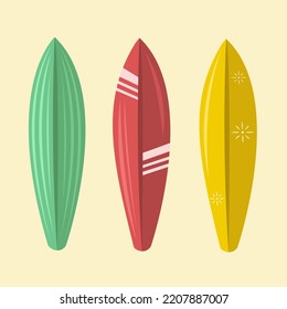 Surfboards flat vector illustration. Cute surfboards cartoon vector illustration for graphic design and decorative element