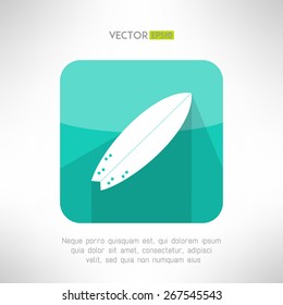 Surfboards icon in modern simple flat design. Surfing board with long shadow. Vector