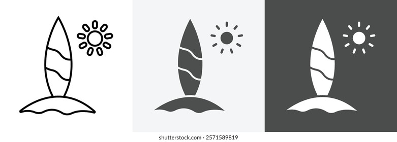 Surfboards icon set set vector art