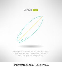 Surfboards icon in simple design. Surfing board with shadow. Vector