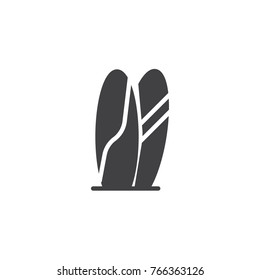 Surfboards icon vector, filled flat sign, solid pictogram isolated on white. Sea extreme sport symbol, logo illustration.