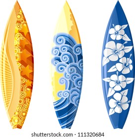 Surfboards Isolated On White. Vector Illustration.