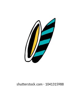 Surfboards. Line art illustration. Sea extreme sport design. Vector