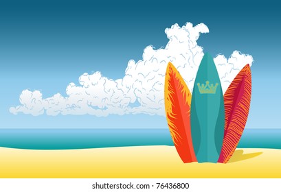 surfboards on the beach