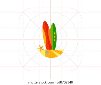 Surfboards on Beach Flat Icon