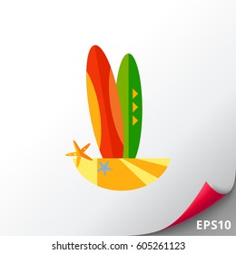 Surfboards on Beach Flat Icon