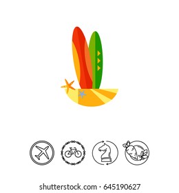 Surfboards on Beach Flat Icon
