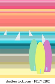Surfboards on the beach illustration