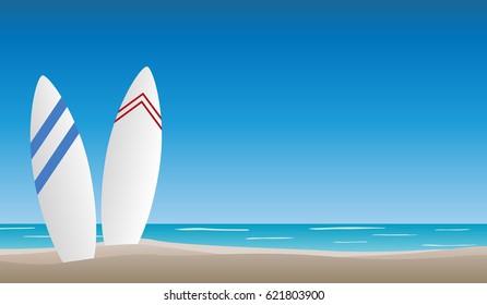Surfboards on the beach vector