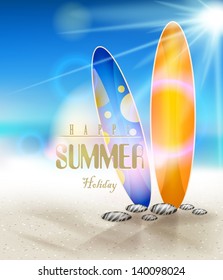 Surfboards on a beach for you design