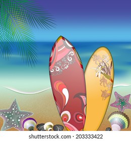 surfboards on summer beach