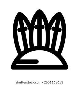 Surfboards in Sand icon thick bold line