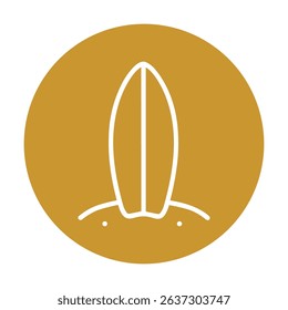 Surfboards sandy stance on golden ground icon illustration element