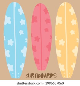 Surfboards Summer Surfing beach vector illustration