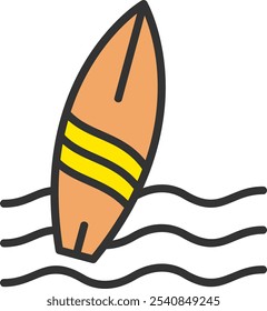 SurfboardVector Icon Outline Filled Style