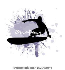 surfer among splashes vector illustration