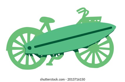 Surfer bike surfboard on a bike vector