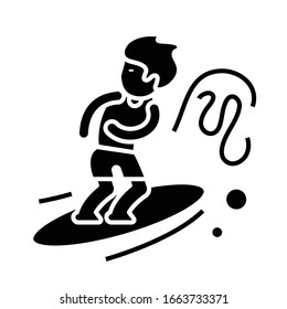 Surfer black icon, concept illustration, vector flat symbol, glyph sign.