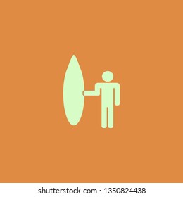surfer with board vector icon. flat design