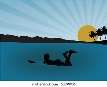 surfer boy on sunset