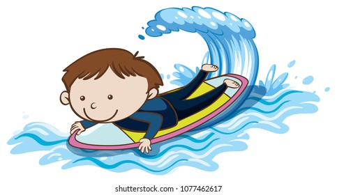 Surfer Boy on White Background illustration