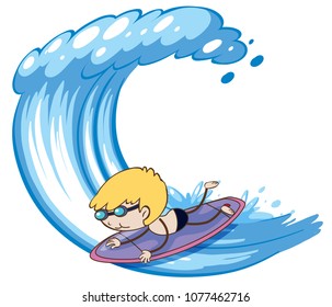 Surfer Boy on White Background illustration