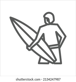 Surfer Boy Summer simple line icon